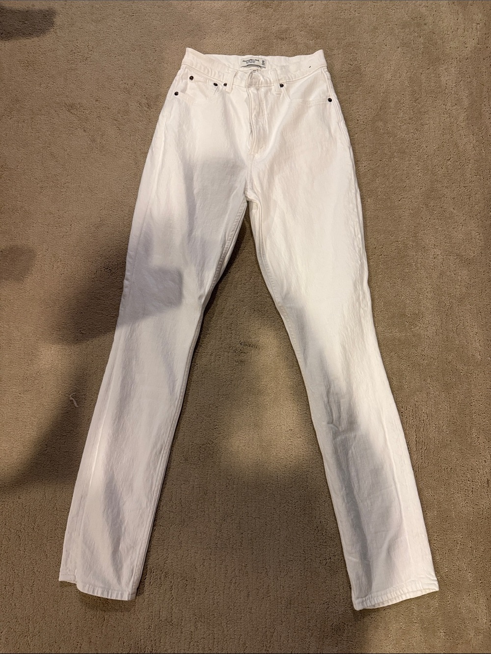 Abercrombie & Fitch White Straight-Leg Jeans